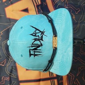 Findlay Hats Snapback Digger Metal Font Faux Suede Baby Blue Black Crown